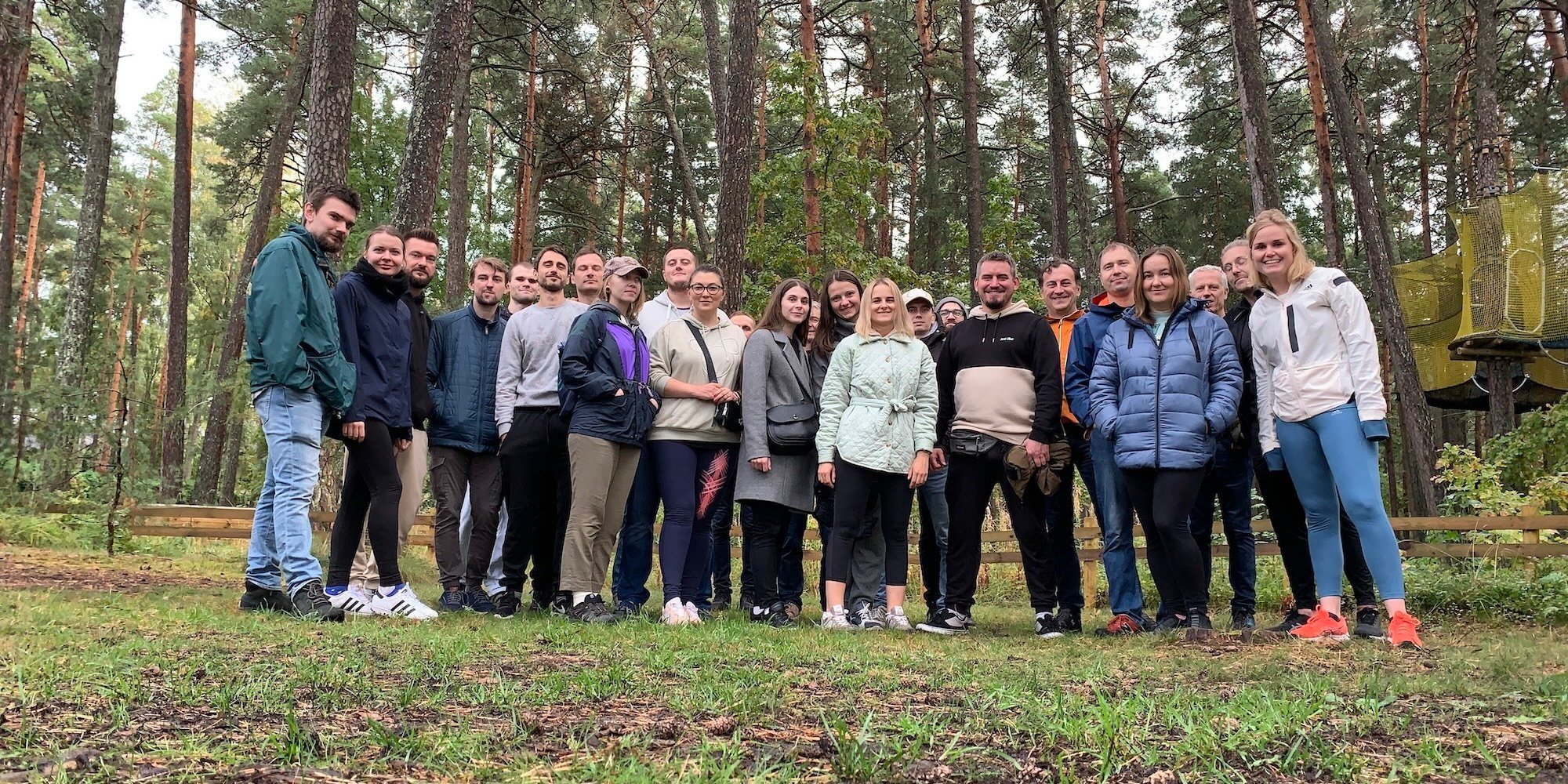 Team photo in forest